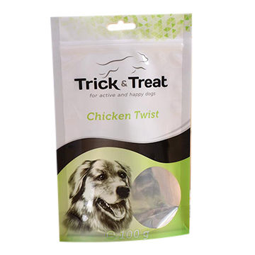 Custom recycle aluminum foil resealable pet food zipper plastic bags for dog cat treats packing