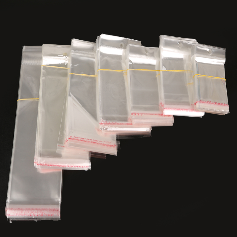 10000pcs Transparent Self Adhesive Seal Plastic Storage Bag With Hang Hole Opp Poly Pack Bag 13