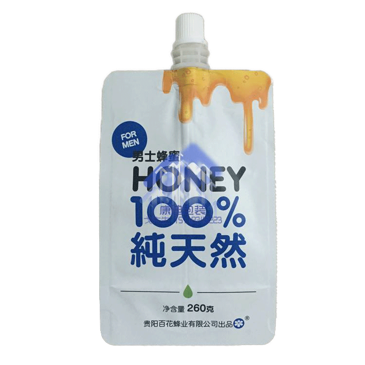 Custom squeezed resealable stand up pouch with spout for packing honey 9