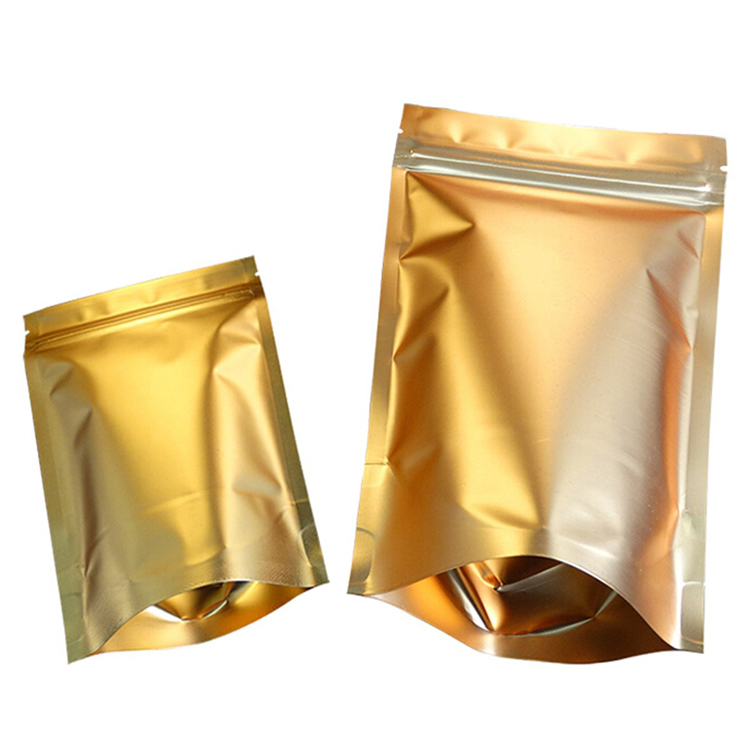 Flexo Printing Surface Gold Foil Stand Up Coffee Pouch With Zipper