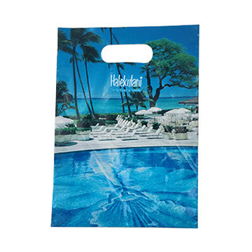 Custom Printing Blue Pouch Handle Plastic Packaging Bags Packed gift and clothe