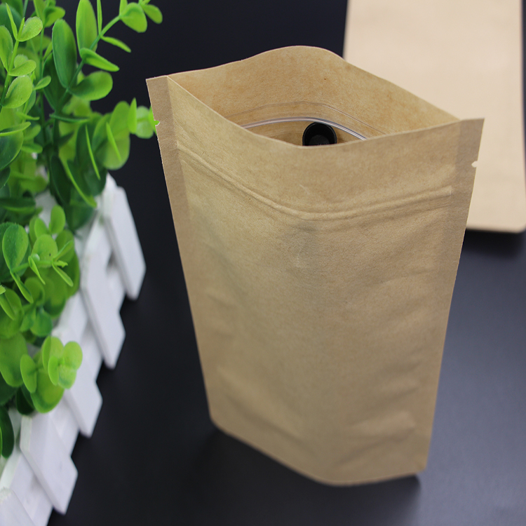 High Quality Custom Size Kraft Paper Packaging Stand Up Zipper Bag For Food