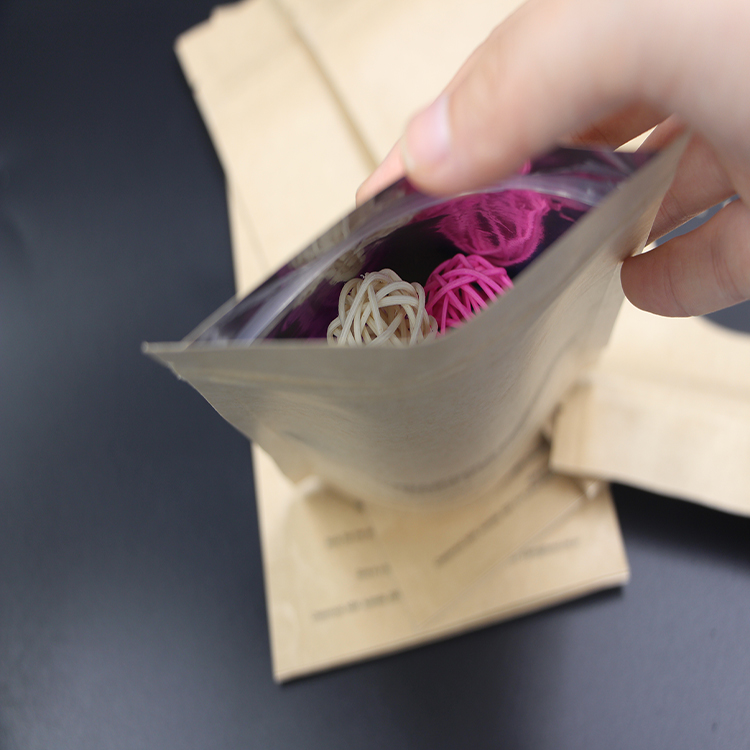 Recycled Printed Brown Paper Bag /Kraft Paper Bag with Ziplock 3