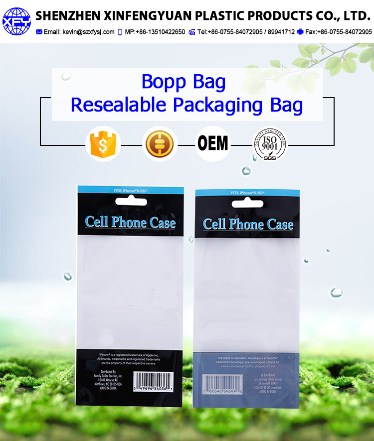 Custom Printing Self Adhesive Seal Plastic OPP Packaging Bag with Header for Cell Phone Case