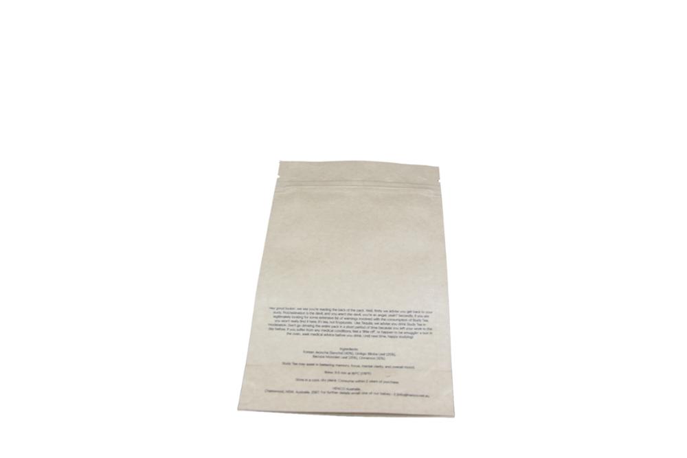 Wholesale ziplock stand up brown paper tea bag 11