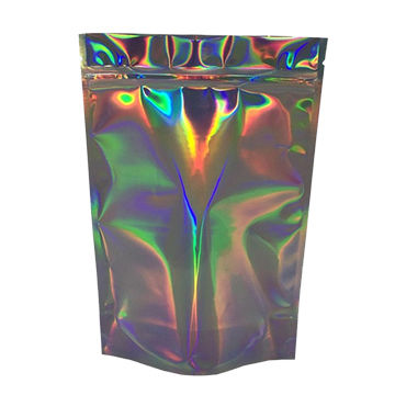 Plastic Holographic Laser Film Foil Zip Lock Bags Packed Food Snack ...