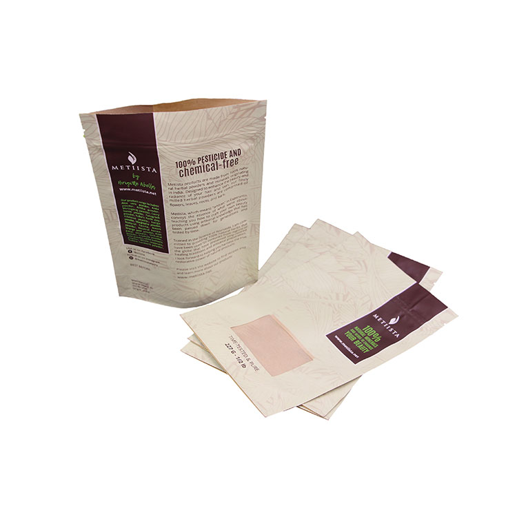Custom Printed Food Packaging Ziplock Stand Up Kraft Paper Bag With Clear Window 11