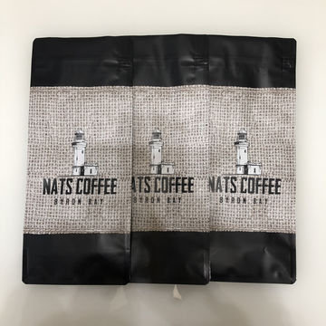 Matt black quad seal coffee pouches with E-zip and degassing valve plastic bag for coffee bags 7