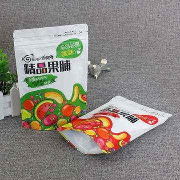 Design custom printed dried food packaging bags stand up with zip lock for snack plastic bag 3