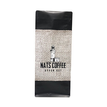 Matt black quad seal coffee pouches with E-zip and degassing valve plastic bag for coffee bags 5