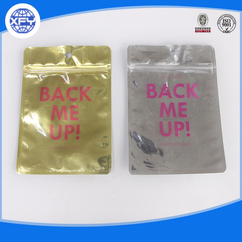 High Quality Sliver Merchandise Aluminum Foil Zip Plastic Bags With Header 5