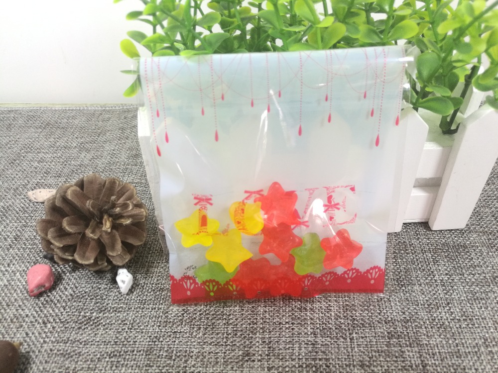 Gift Wedding Valentine Love style Cookie Packaging Self-Adhesive Plastic Bag for Biscuits Snack Baking Package OPP Plastic 3