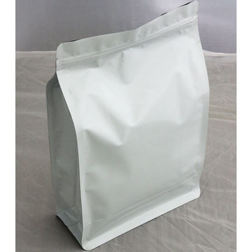 Milk white color bag for food packing with flat bottom custom printing snack and plastic bag 5