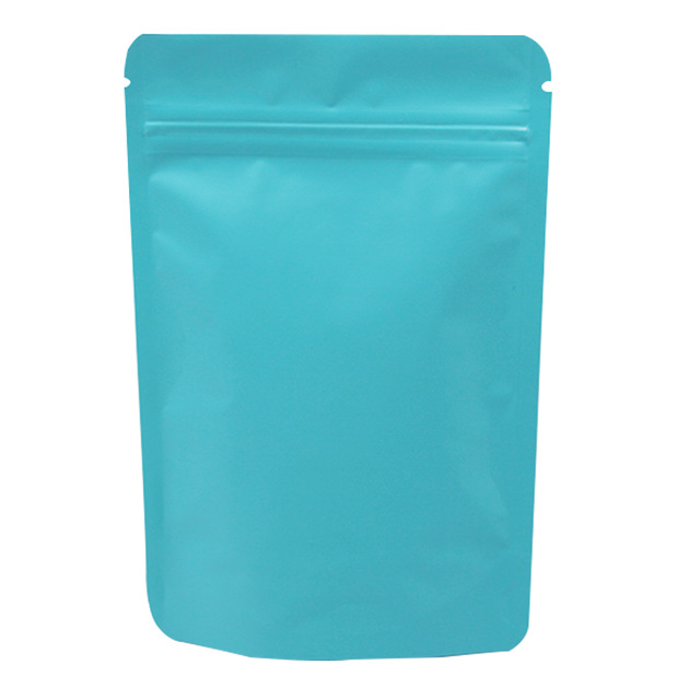 Zipper Matte Blue Stand Up Aluminum Foil Valve Bag Doypack Food Storage Heat Seal Pure Mylar Pack Bag