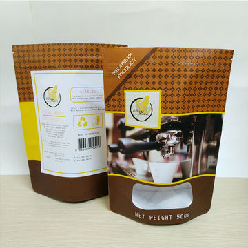 Coffee bag with valve custom printed Kraft paper bag with window plastic bag 11