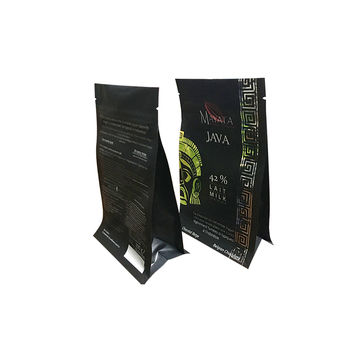 Black square bottom bag for coffee bottom and side gusset stand up with zipper plastic bag 3