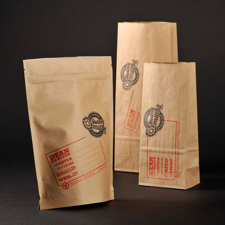 Custom MadeStand Up Pouch Waterproof Brown Kraft Paper Coffee Bags 7