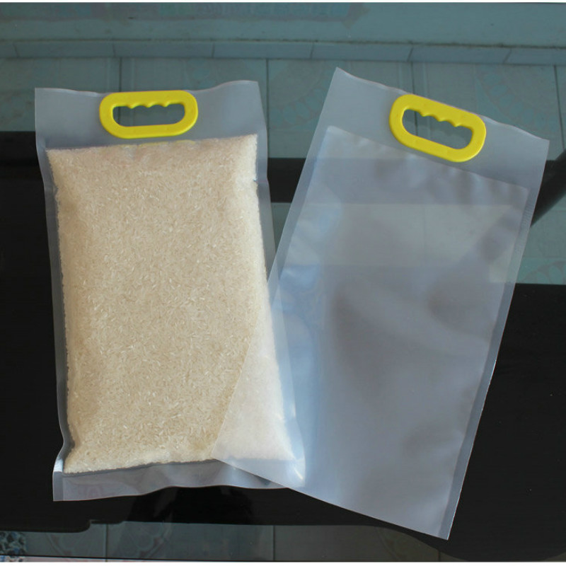 Transparent 5kg Rice Packaging Bag With Portable Buckle Nylon Vacuum Bags Plastic Bag 3