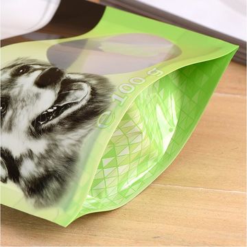 Custom recycle aluminum foil resealable pet food zipper plastic bags for dog treats packing