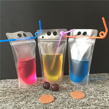 Blank Laminated Stand-up Juice Bag with Zipper No Logo Packed Water Plastic Bag 3