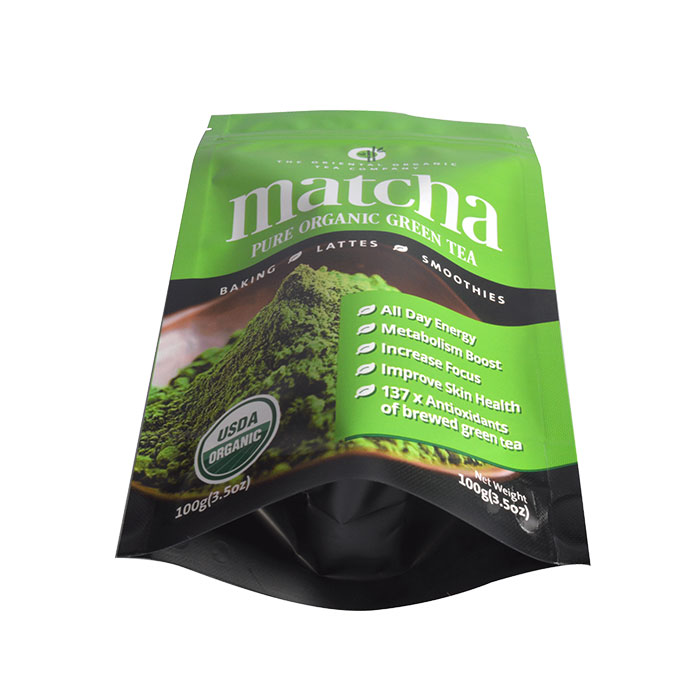 Custom Printed Zip Lock Stand Up Tea Bag For Matcha Green Tea Powder 3