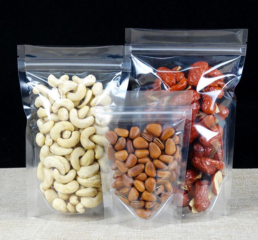 Crystal Clear Stand Up Zipper Food Pouch For Snacks / Nuts
