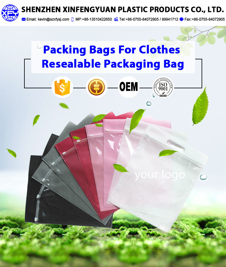 Custom Printed Resealable Zip Lock Packing Plastic Bags For Clothes Packaging
