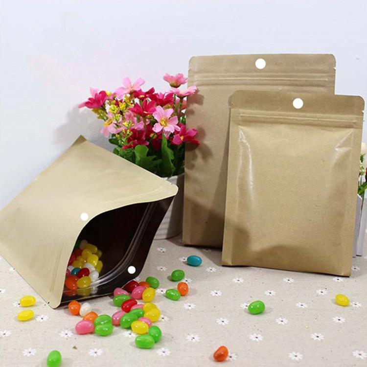 Resealable Zipper Kraft Paper Food Bag for Dried Food Packaging 3