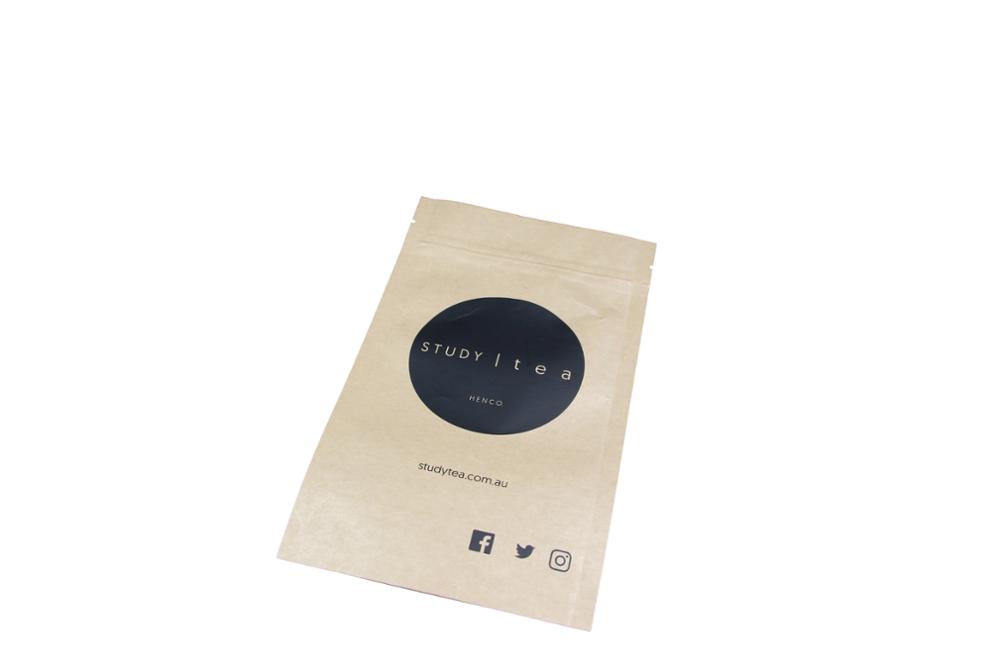 Wholesale ziplock stand up brown paper tea bag 9
