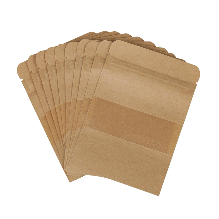Brown Kraft Paper Zipper Food Bags With Clear Window 7
