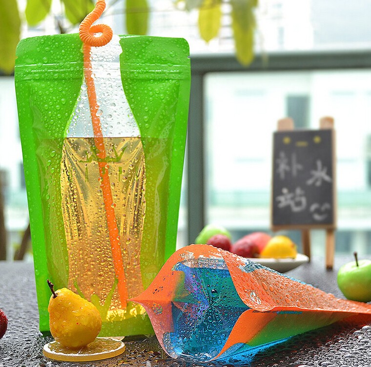 Transparent Ziplock Stand Up Pouch Fruits Juice Plastic Bag For 250ml