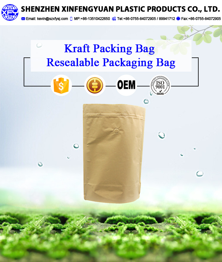 Custom Printed Waterproof Kraft Paper Bags Lined Aluminum Foil For Food