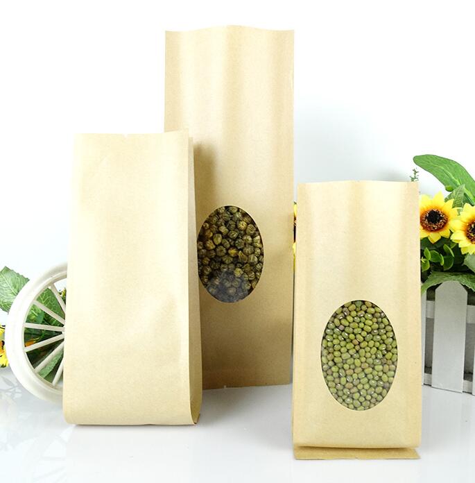 Resealable Brown Kraft Paper Bags With Window For Food Packaging Bags 3