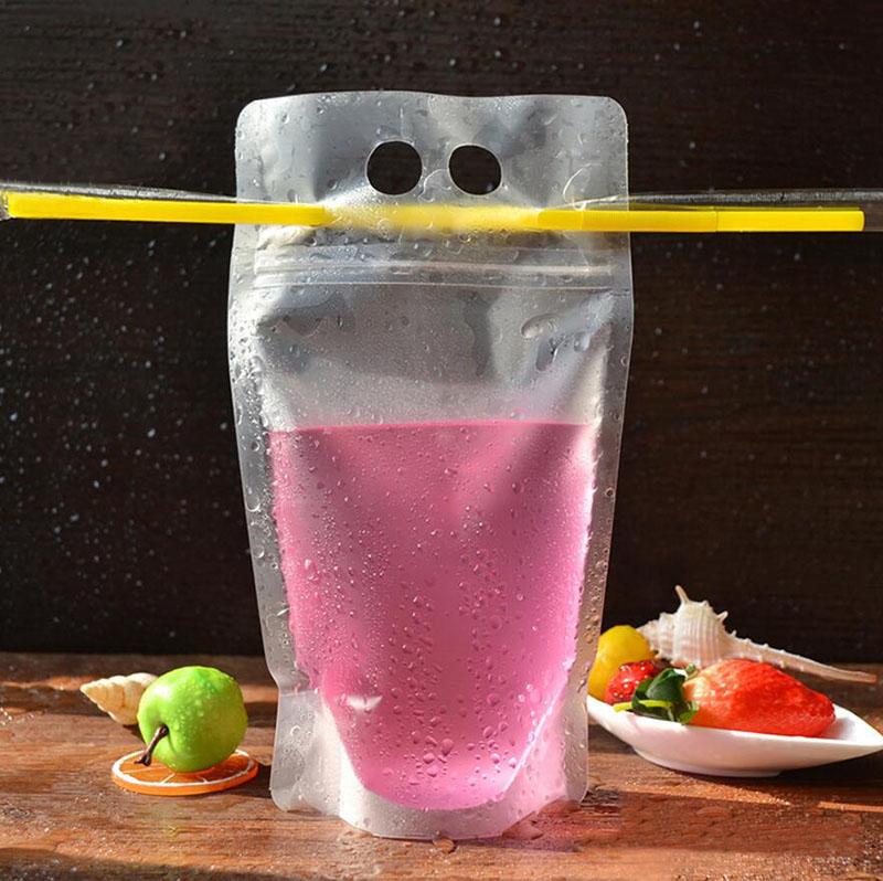 Transparent Ziplock Stand Up Pouch Fruits Juice Plastic Bag For 250ml