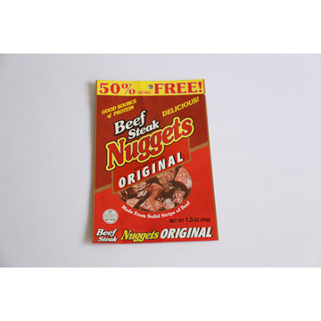 Custom Three Side Seal Beef Jerky Food Packaging Pouch With Hang Hole Plastic Bag