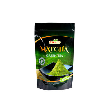Glossy Green Matcha Design Tea Stand Up Bag With Zip Lock Plastic Bag Custom Any Size 11