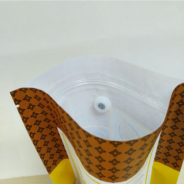 Coffee bag with valve custom printed Kraft paper bag with window plastic bag 7