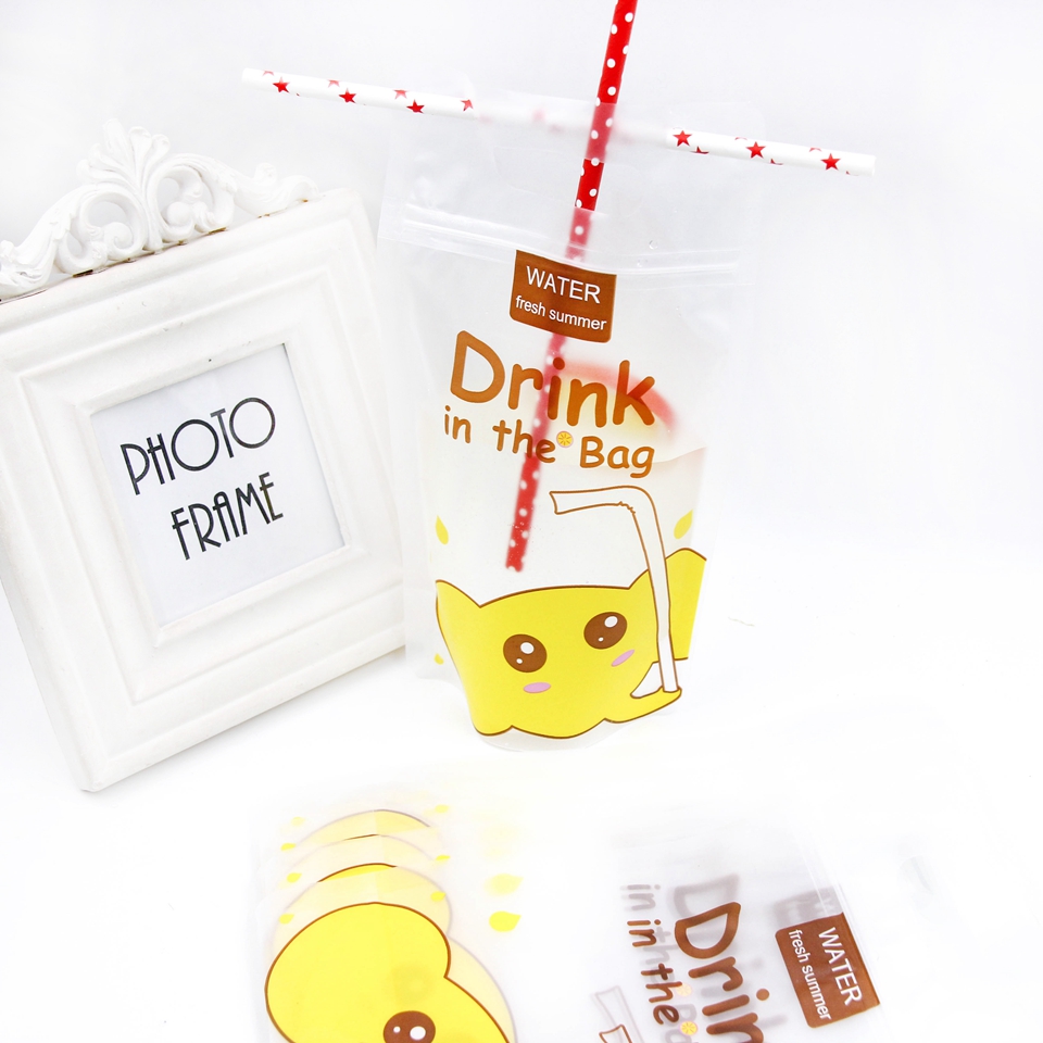 Creative PE Transparent Juice Bags Food Drink Juice Milk Tea Handy Self-styled Plastic Bag 15