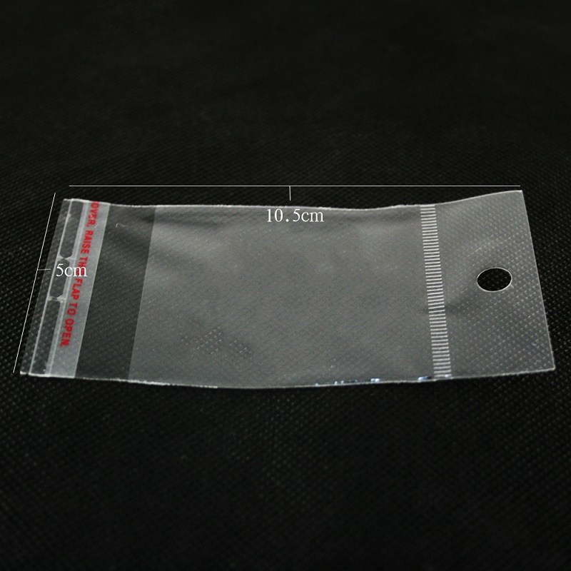 10000pcs Transparent Self Adhesive Seal Plastic Storage Bag with hang hole OPP Poly Pack Bag 9