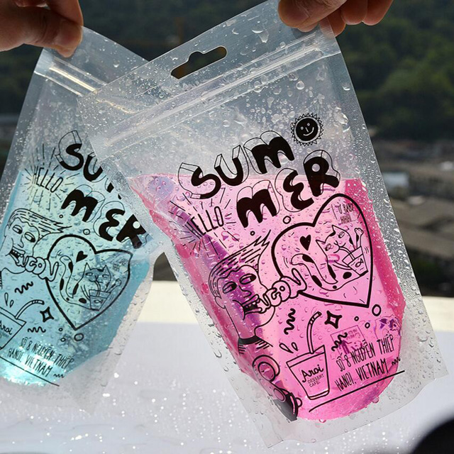 Hottest Ziplock Drink Packaging Plastic Bag For Liquid / Juice / Tea