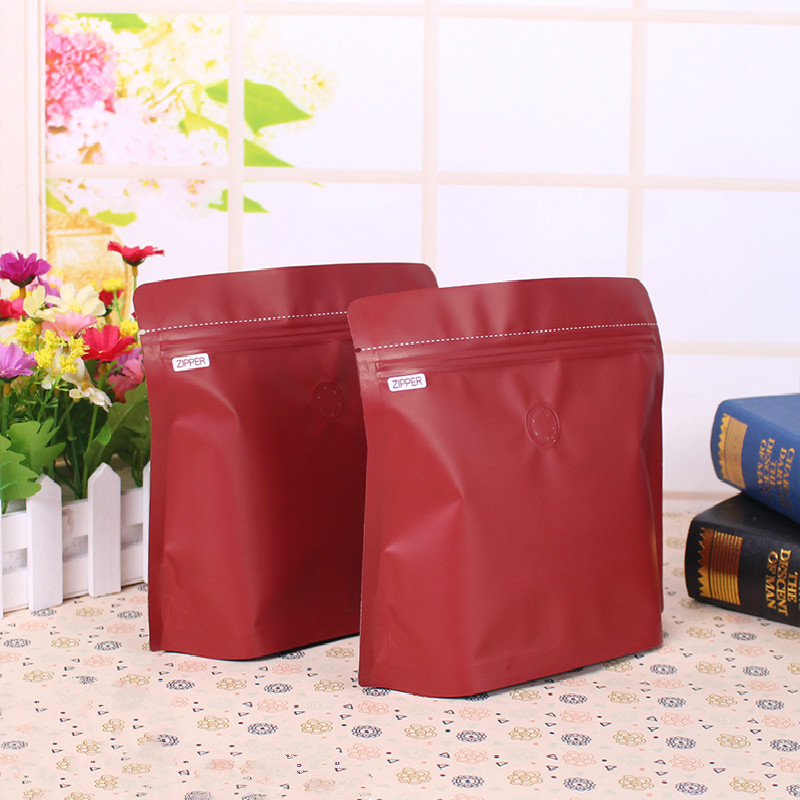coffee bags aluminum foil reclosable stand up pouches tear notch zip lock packing air valve plastic bag 5