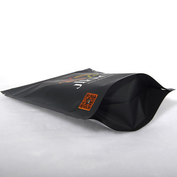 Matte Black Stand Up Zipper With Tear Notch Packed Food And Snack Bottom Gusset Plastic Bag 3