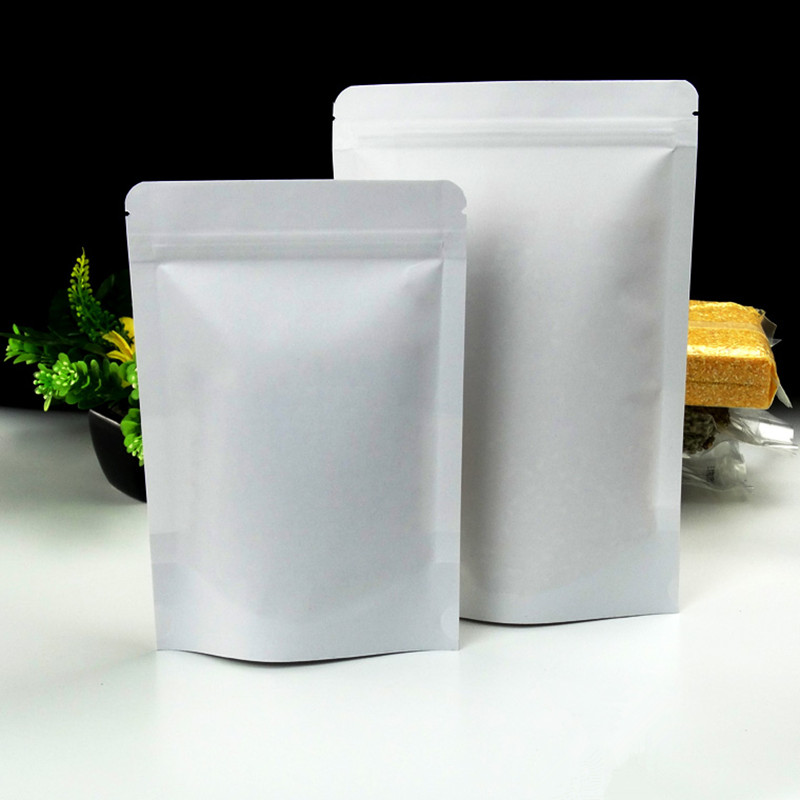 Stand Up Kraft Paper Doypack Heat Seal Poly Zipper Pack Bag Food Snacks Resealable Party Valve Bag
