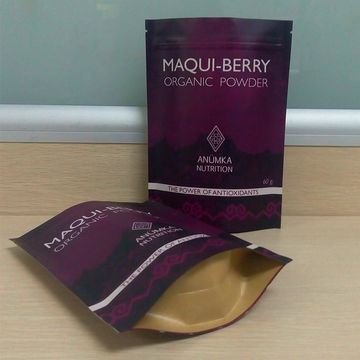 Custom Logo Maqui Berry Powder Packaging Resealable Stand Up Kraft Paper Plastic Bag