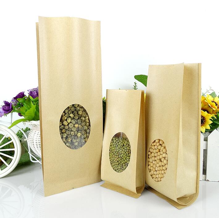 Resealable Brown Kraft Paper Bags With Window For Food Packaging Bags 9