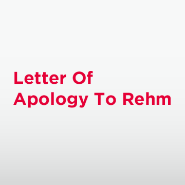 Letter of Apology to Rehm