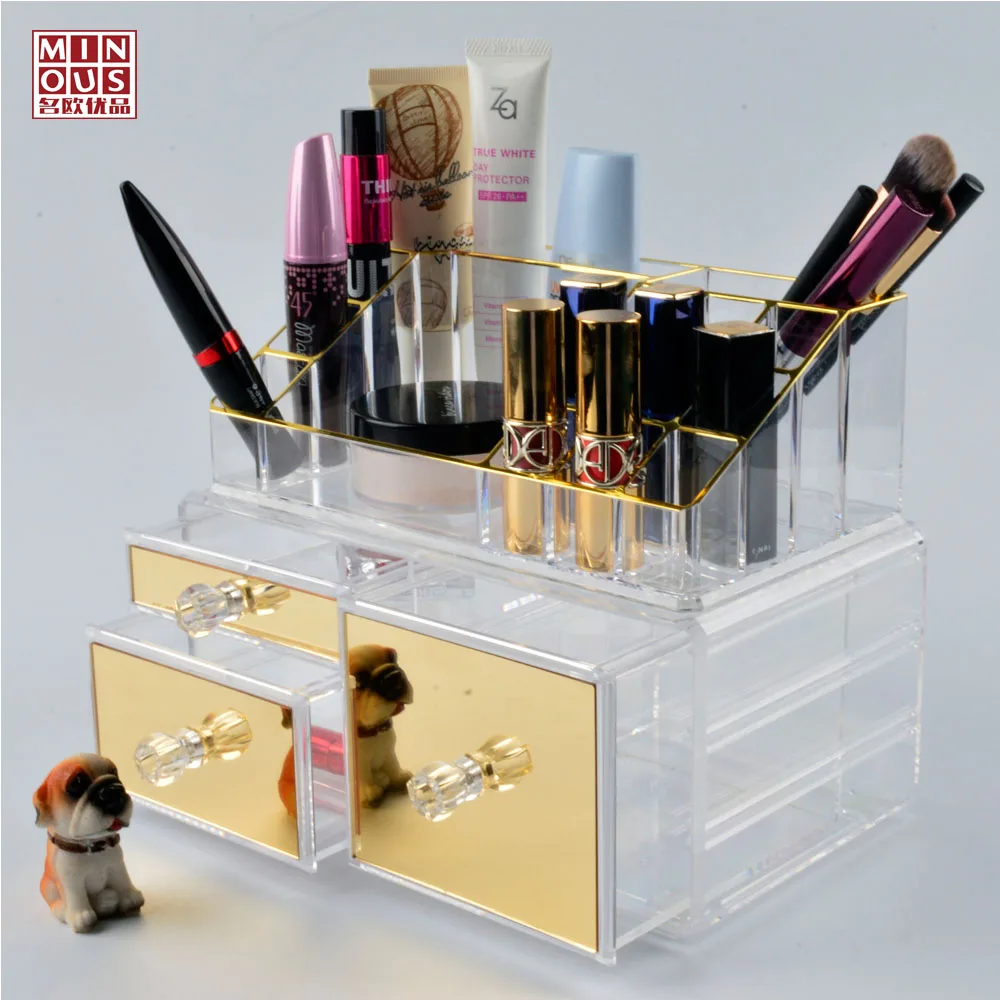 High Quality Gold Acrylic Makeup box lipstick holder 2