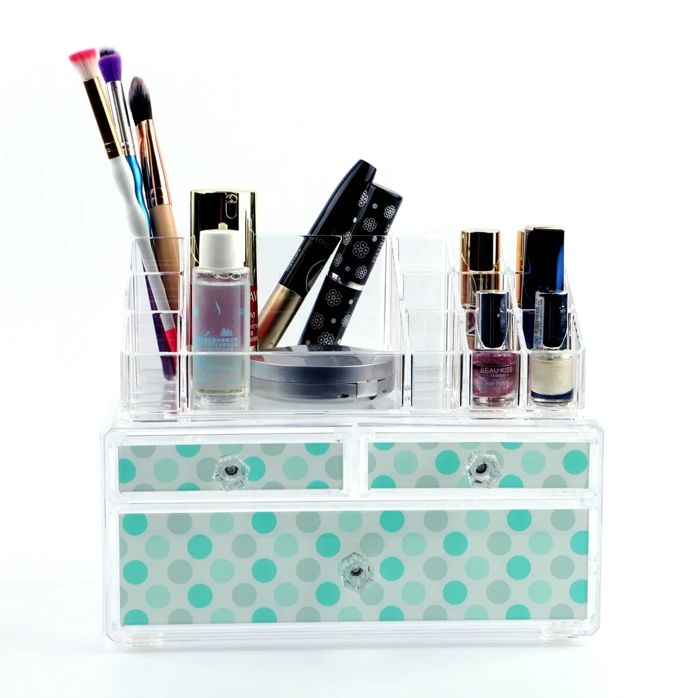 Home Decor colorful dots clear Acrylic Makeup Box In Stock