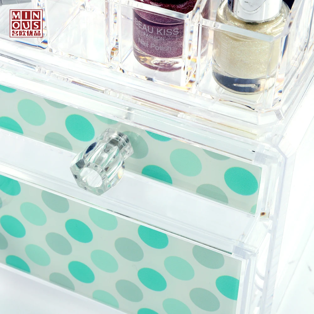 Home Decor Colorful Dots Clear Acrylic Makeup Box In Stock 4