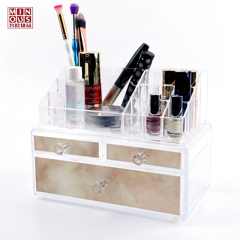 High Quality 3 Drawers Acrylic Makeup Box for Display 4